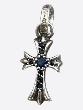 Chrome Hearts Silver & Sapphire Baby Fat Pendant